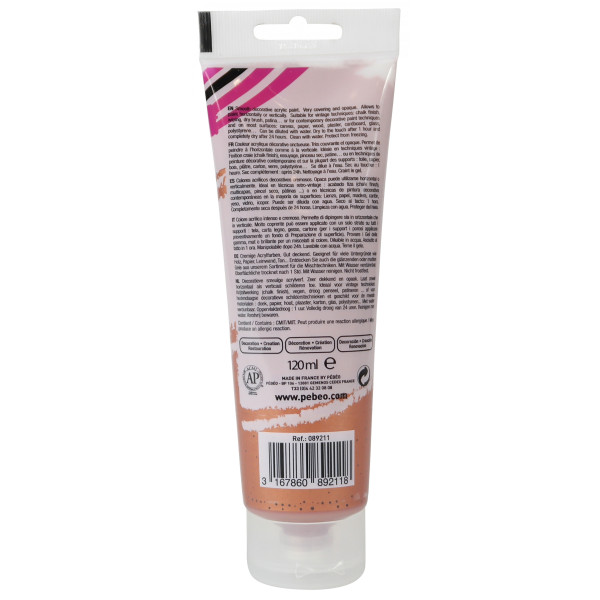 Peinture acrylique - Cuivre - Nacré - 211 - Multi-supports - DécoCrème - Pébéo - 120ml