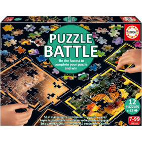 photo-Jeu de société - Puzzle battle - Thème nature - Dès 7 ans - 12 puzzles de 42 pièces - Educa