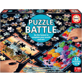 photo-Jeu de société - Puzzle battle - Thème paysage - Dès 7 ans - 12 puzzles de 42 pièces - Educa