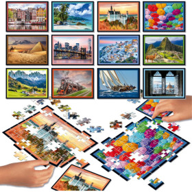Jeu de société - Puzzle battle - Thème paysage - Dès 7 ans - 12 puzzles de 42 pièces - Educa