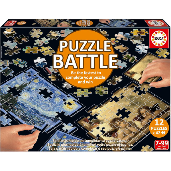 photo-Jeu de société - Puzzle battle - Thème l'art - Dès 7 ans - 12 puzzles de 42 pièces - Educa
