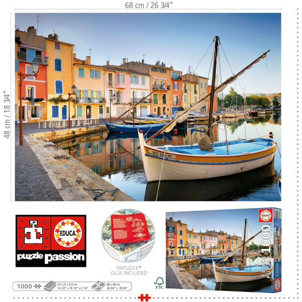 Puzzle - Le port de Martigues en Provence - 1000 pièces - 68x48cm - Dès 14 ans - Educa