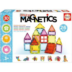 photo-Jeu éducatif - Jeu de construction - Magnetics - 26 pièces - 3D - Dès 3 ans - Educa