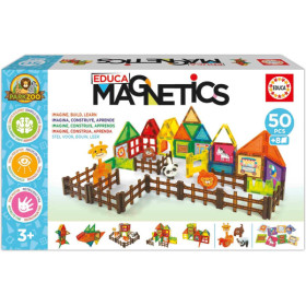 photo-Jeu éducatif - Jeu de construction - Magnetics - Le zoo - 50 pièces - 3D - Dès 3 ans - Educa