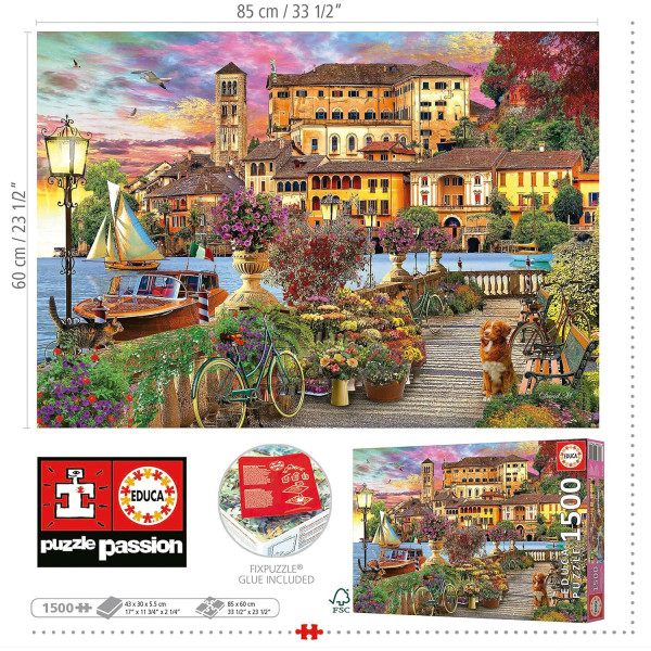 Puzzle - Promenade italienne - Paysage d'Italie - 1500 pièces - 85x60cm - Dès 14 ans - Educa