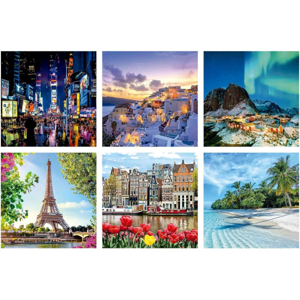 Puzzles 3D - Coffret de 6 puzzles de 36 pièces - Thème voyage - Dès 14 ans - Educa