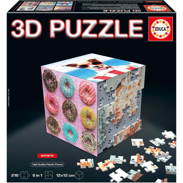 photo-Puzzles 3D - Coffret de 6 puzzles de 36 pièces - Thème l'art - Dès 14 ans - Educa