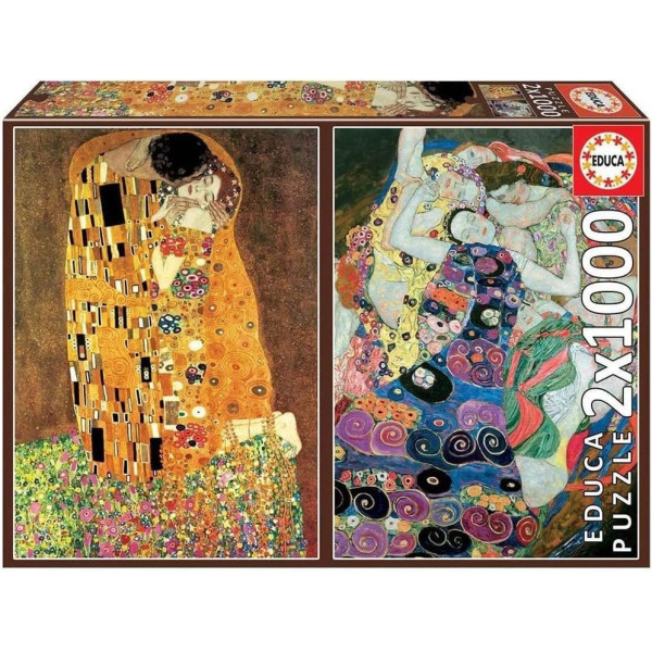 photo-Puzzle - Tableaux de Gustave Klimt - Le baiser - Les vierges - 2x1000 pièces - Dès 14 ans - Educa