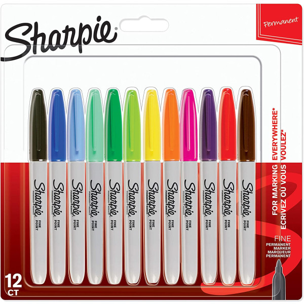 photo-12 marqueurs indélébiles - Permanent - Pointe fine - Assortiment - Sharpie
