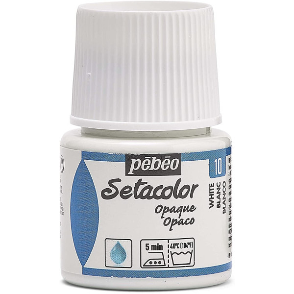 photo-Pot de peinture pour tissu - Textile opaque - Blanc - Pébéo - Setacolor - 45ml