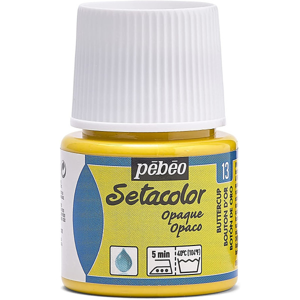 photo-Pot de peinture pour tissu - Textile opaque - Jaune bouton d'or - Pébéo - Setacolor - 45ml