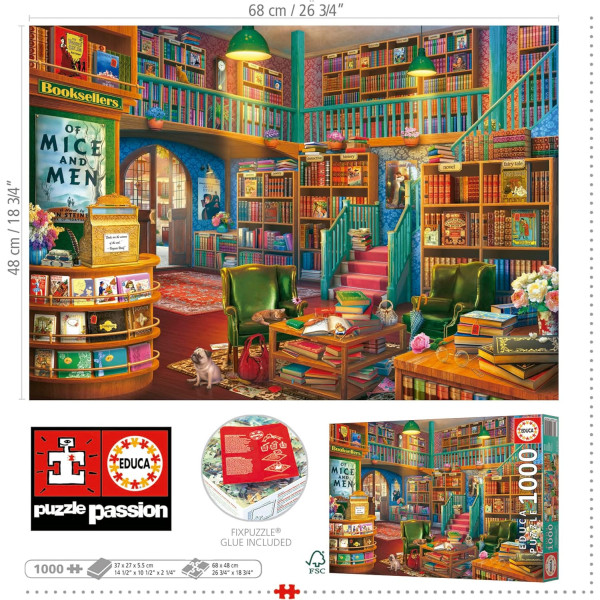 Puzzle - La librairie anglaise - 1000 pièces - 68x48cm - Dès 14 ans - Educa