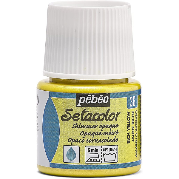 photo-Pot de peinture pour tissu - Textile opaque - Jaune riche - Pébéo - Setacolor - 45ml