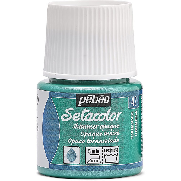 photo-Pot de peinture pour tissu - Textile opaque moiré - Turquoise - Pébéo - Setacolor - 45ml