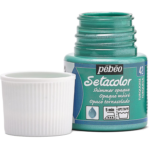 Pot de peinture pour tissu - Textile opaque moiré - Turquoise - Pébéo - Setacolor - 45ml