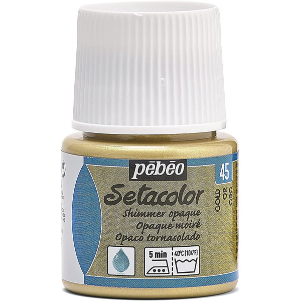 photo-Pot de peinture pour tissu - Textile opaque moiré - Or - Pébéo - Setacolor - 45ml