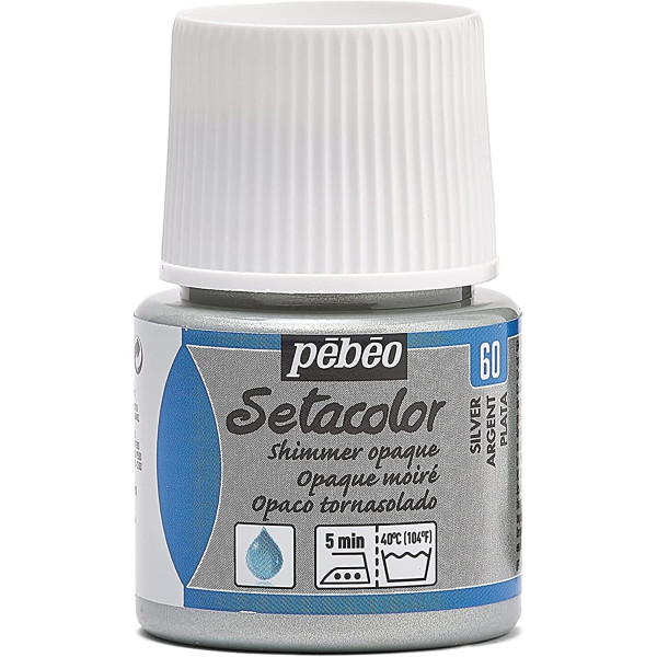 Pot de peinture pour tissu - Textile opaque moiré - Argent - Pébéo - Setacolor - 45ml