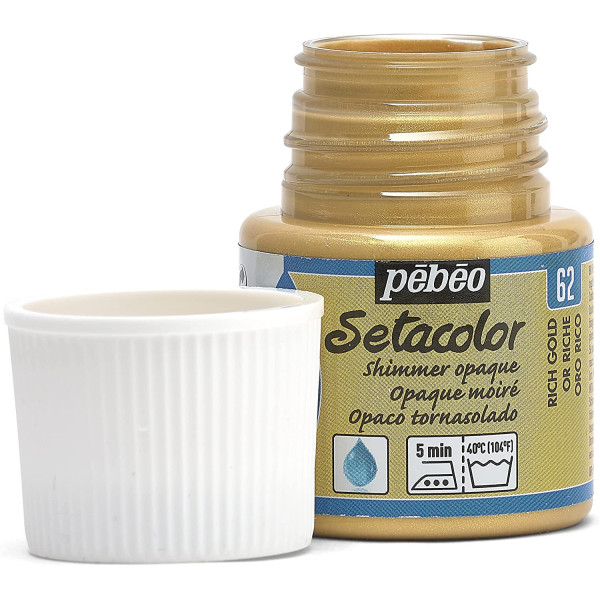Pot de peinture pour tissu - Textile opaque moiré - Or riche - Pébéo - Setacolor - 45ml