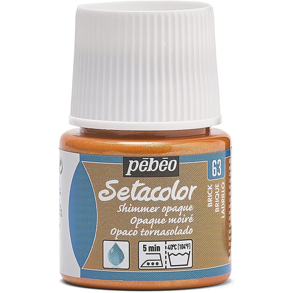 photo-Pot de peinture pour tissu - Textile opaque moiré - Brique - Pébéo - Setacolor - 45ml