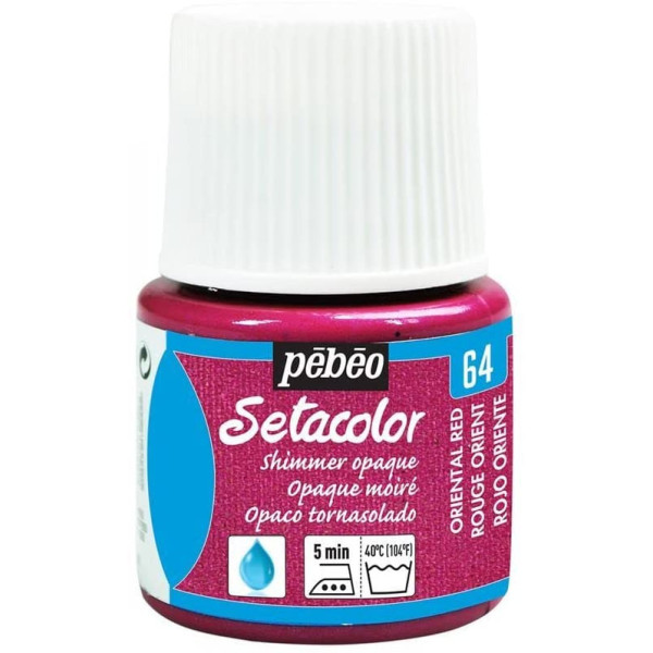 photo-Pot de peinture pour tissu - Textile opaque moiré - Rouge orient - Pébéo - Setacolor - 45ml