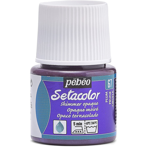 photo-Pot de peinture pour tissu - Textile opaque moiré - Prune - Pébéo - Setacolor - 45ml