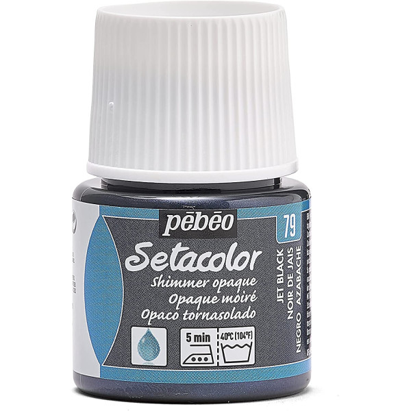 photo-Pot de peinture pour tissu - Textile opaque moiré - Noir de Jais - Pébéo - Setacolor - 45ml