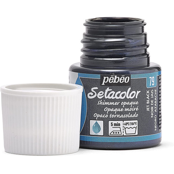 Pot de peinture pour tissu - Textile opaque moiré - Noir de Jais - Pébéo - Setacolor - 45ml