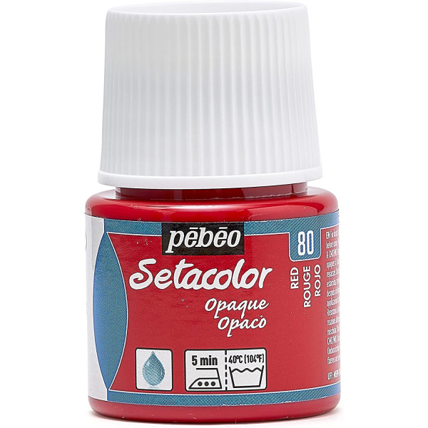 photo-Pot de peinture pour tissu - Textile opaque - Rouge - Pébéo - Setacolor - 45ml