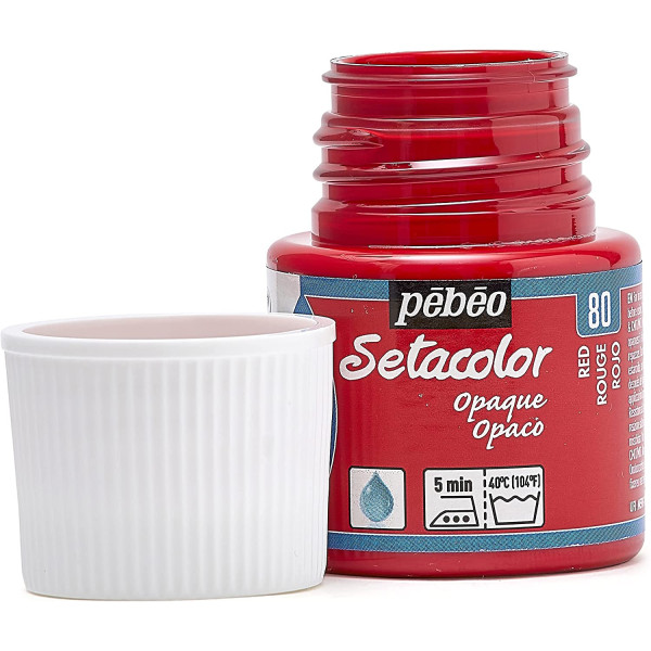Pot de peinture pour tissu - Textile opaque - Rouge - Pébéo - Setacolor - 45ml