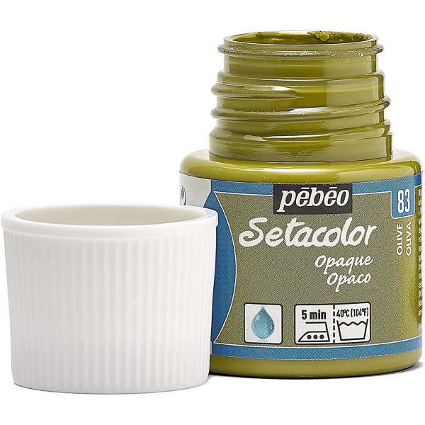 Pot de peinture pour tissu - Textile opaque - Olive - Pébéo - Setacolor - 45ml