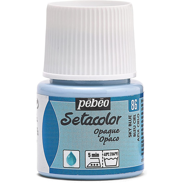 photo-Pot de peinture pour tissu - Textile opaque - Bleu ciel - Pébéo - Setacolor - 45ml