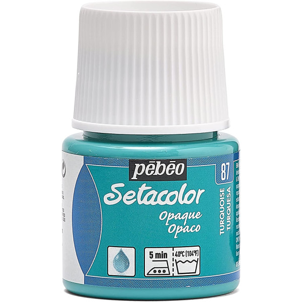 photo-Pot de peinture pour tissu - Textile opaque - Turquoise - Pébéo - Setacolor - 45ml