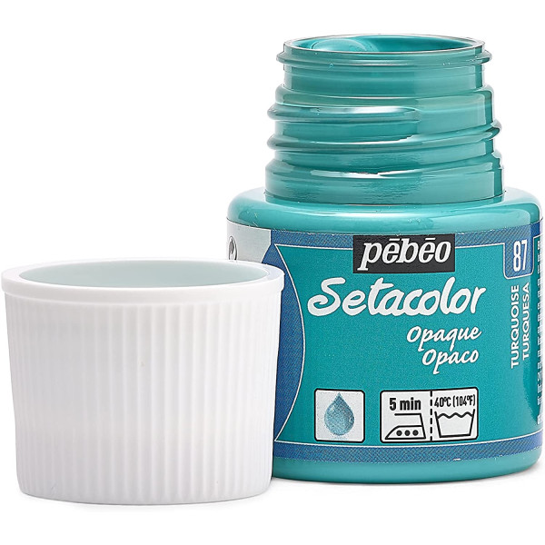Pot de peinture pour tissu - Textile opaque - Turquoise - Pébéo - Setacolor - 45ml