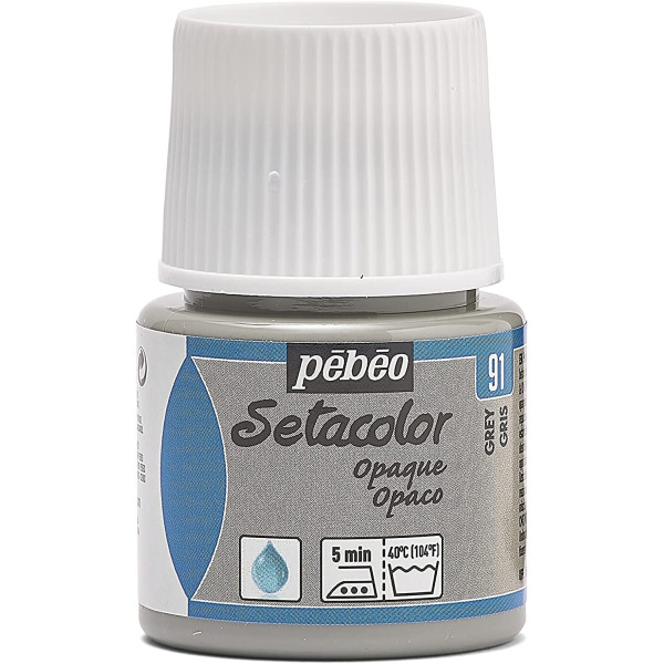 photo-Pot de peinture pour tissu - Textile opaque - Gris - Pébéo - Setacolor - 45ml