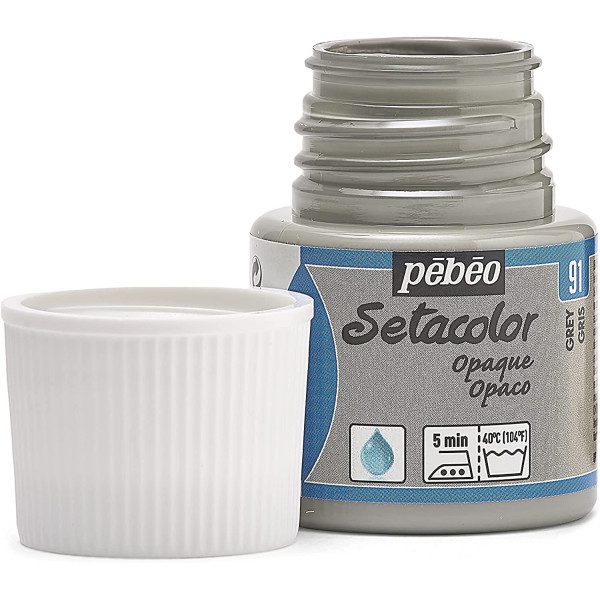 Pot de peinture pour tissu - Textile opaque - Gris - Pébéo - Setacolor - 45ml