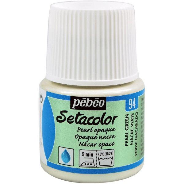 photo-Pot de peinture pour tissu - Textile opaque - Nacre vert - Pébéo - Setacolor - 45ml