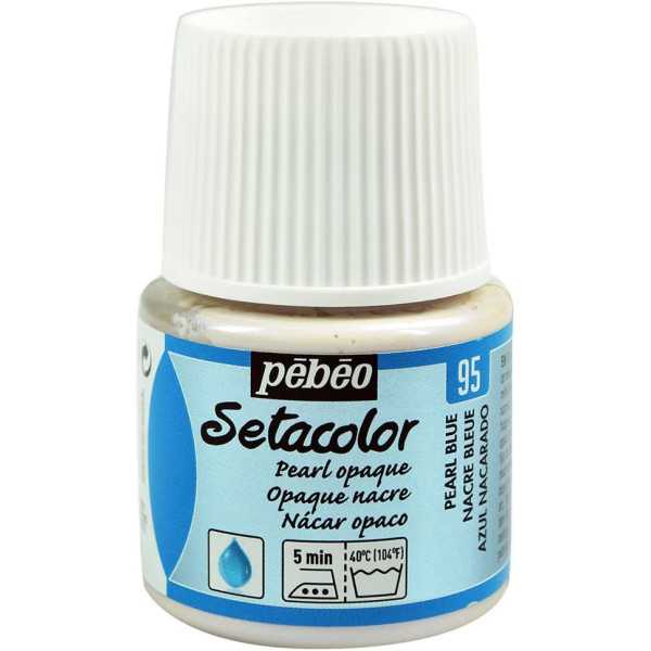 photo-Pot de peinture pour tissu - Textile opaque - Nacre bleu - Pébéo - Setacolor - 45ml