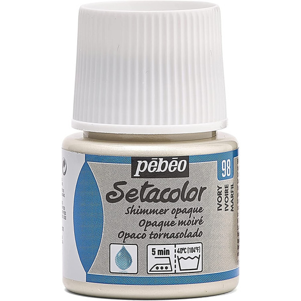 photo-Pot de peinture pour tissu - Textile opaque moiré - Ivoire - Pébéo - Setacolor - 45ml