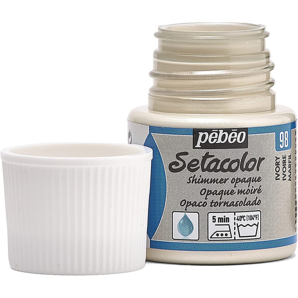 Pot de peinture pour tissu - Textile opaque moiré - Ivoire - Pébéo - Setacolor - 45ml