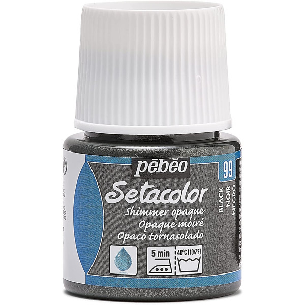 photo-Pot de peinture pour tissu - Textile opaque moiré - Noir - Pébéo - Setacolor - 45ml