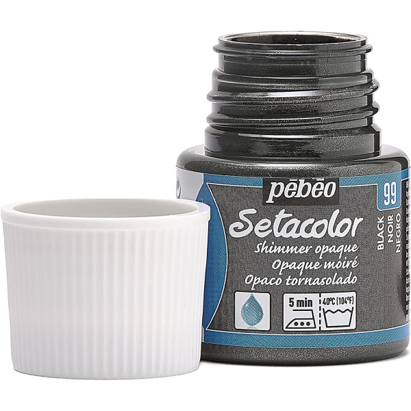 Pot de peinture pour tissu - Textile opaque moiré - Noir - Pébéo - Setacolor - 45ml