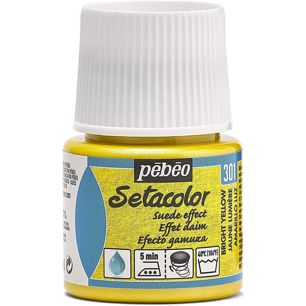 photo-Pot de peinture pour tissu - Effet daim - Jaune lumière - Pébéo - Setacolor - 45ml