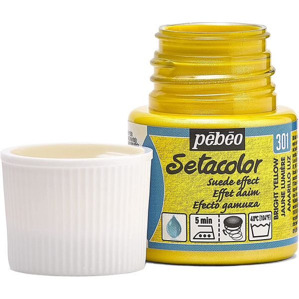 Pot de peinture pour tissu - Effet daim - Jaune lumière - Pébéo - Setacolor - 45ml