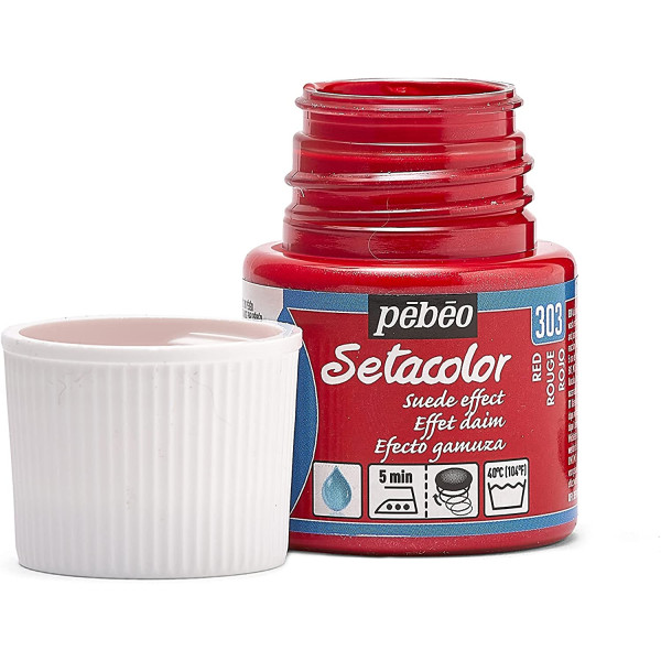 Pot de peinture pour tissu - Effet daim - Rouge - Pébéo - Setacolor - 45ml