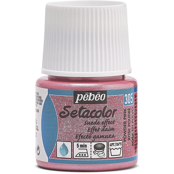 photo-Pot de peinture pour tissu - Effet daim - Rose poudré - Pébéo - Setacolor - 45ml