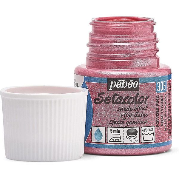 Pot de peinture pour tissu - Effet daim - Rose poudré - Pébéo - Setacolor - 45ml