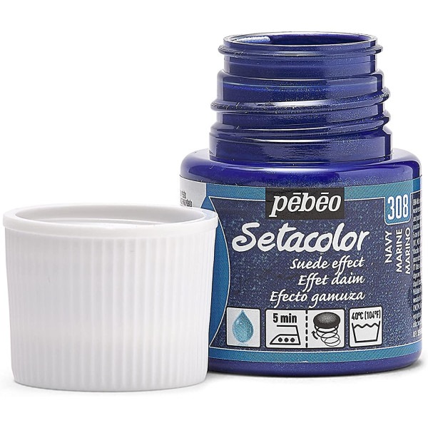 Pot de peinture pour tissu - Effet daim - Bleu marine - Pébéo - Setacolor - 45ml