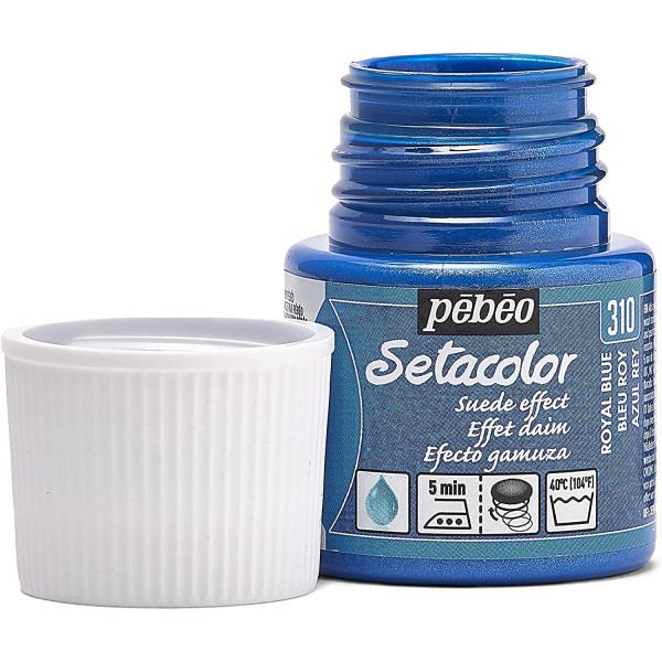 Pot de peinture pour tissu - Effet daim - Bleu roi - Pébéo - Setacolor - 45ml