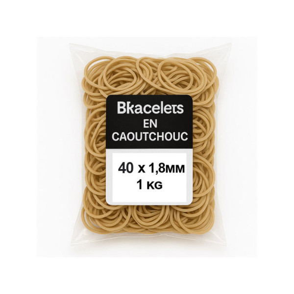 photo-Bracelets en caoutchouc - Naturel - 40mm diamètre - Sachet 1kg - Wonday