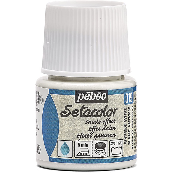 photo-Pot de peinture pour tissu - Effet daim - Blanc antique - Pébéo - Setacolor - 45ml